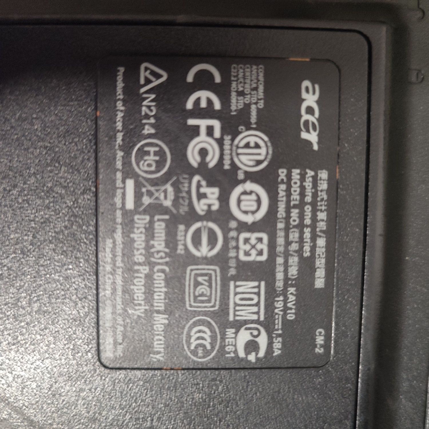 Notebook Acer aspire one KAV10
