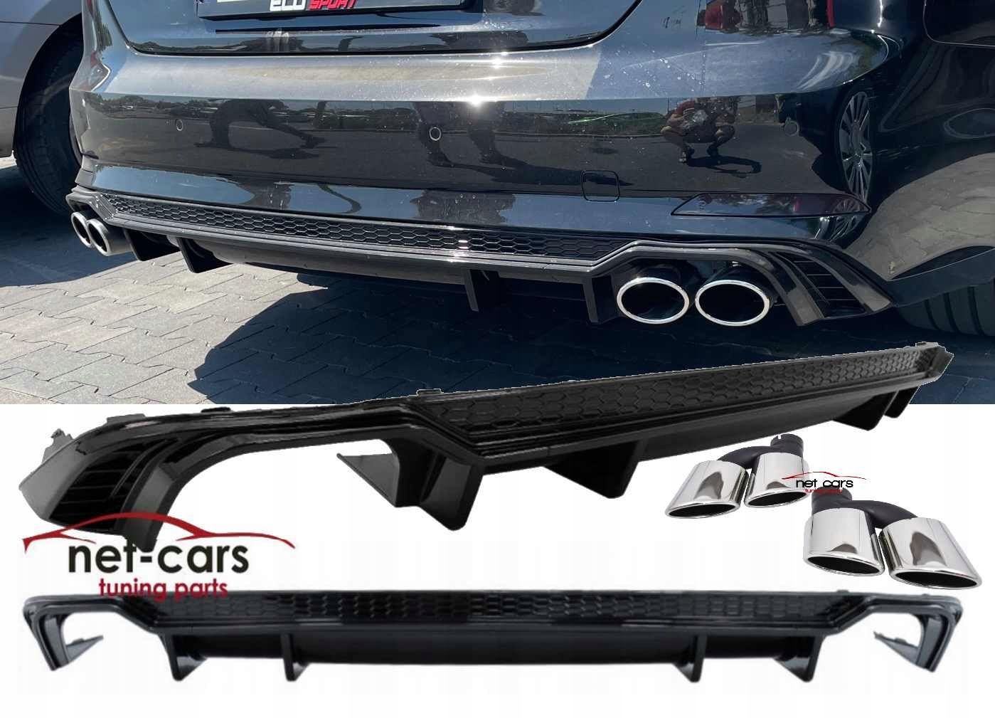 Dyfuzor + końcówki chrom AUDI A5 B9 F5 16- S Line wzór RS5 czarny