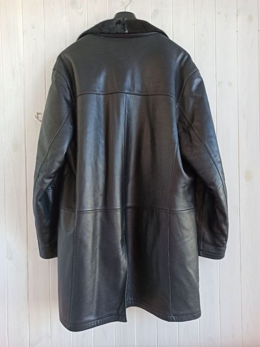 Чоловіча зимова шкіряна куртка цигейка лайка