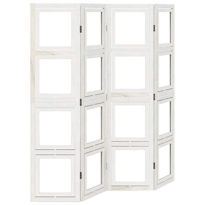 vidaXL Parawan pokojowy, 4-panelowy, biały, lite drewno paulowni