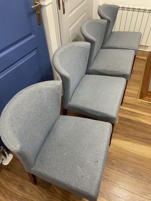 Krzesła drewniane, tapicerowane, do jadalni, 4 szt.