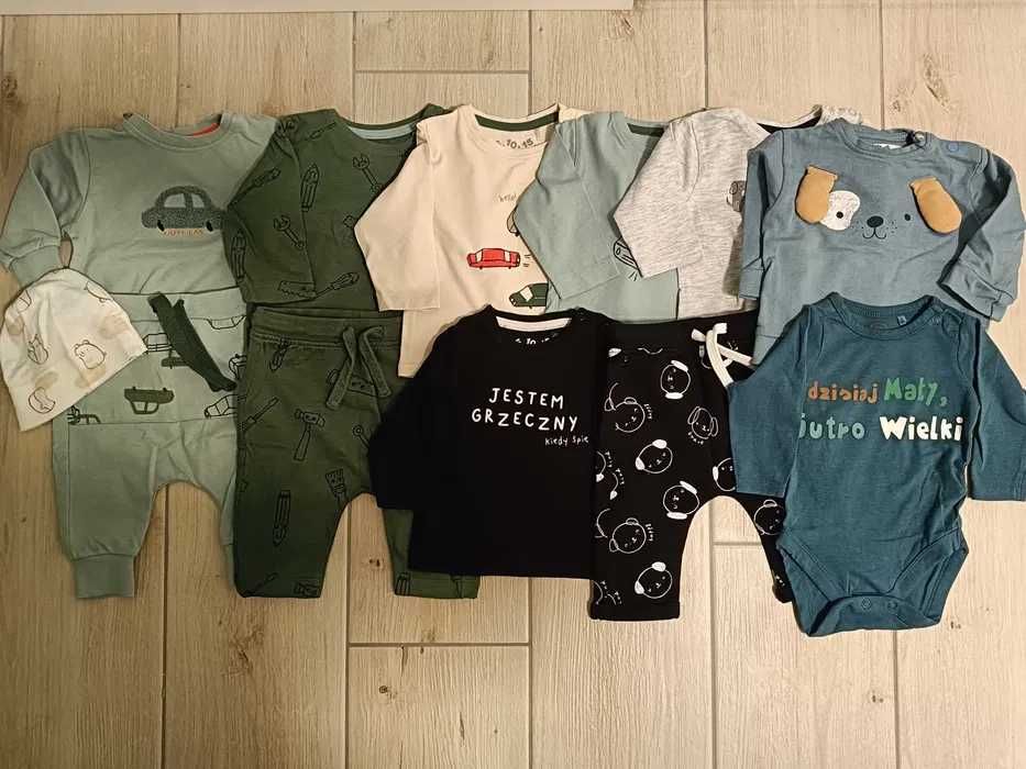 Paka ponad 60 sztuk ubranek dla chłopca 5 10 15, H&M, Sinsay 62 cm