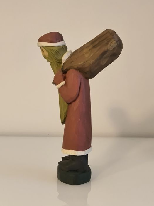 Rzeźba ludowa drewniana Sygnowana Stanisław Suska Święty Mikołaj