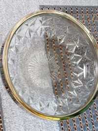 Stary angielski kryształowy talerz- patera