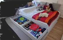 Cama malm ikea com arrumação, estrado e colchão