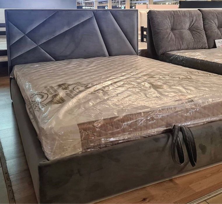 Ліжко Кровать двохспальне мʼяке, з ящиком для білизни