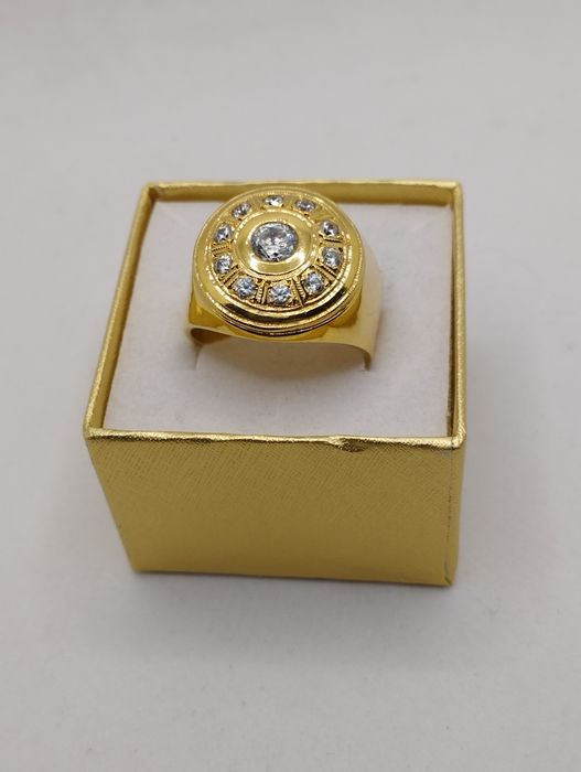 Złoty sygnet/ pierścionek okrągły cyrkonie, złoto 585 rozmiar 19