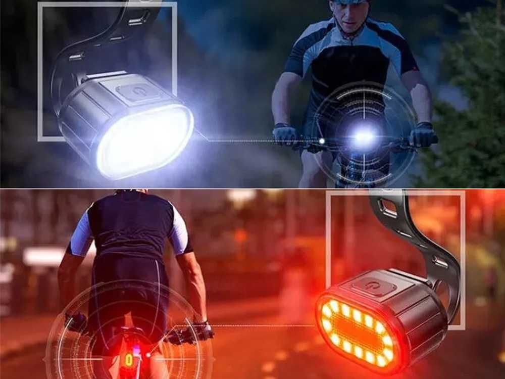 Lampka rowerowa światło przód tył led na rower kierownicę mocna usb
