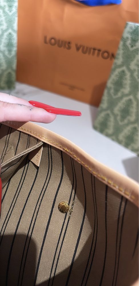 Louis Vuitton Neverfull MM skóra naturalna premium