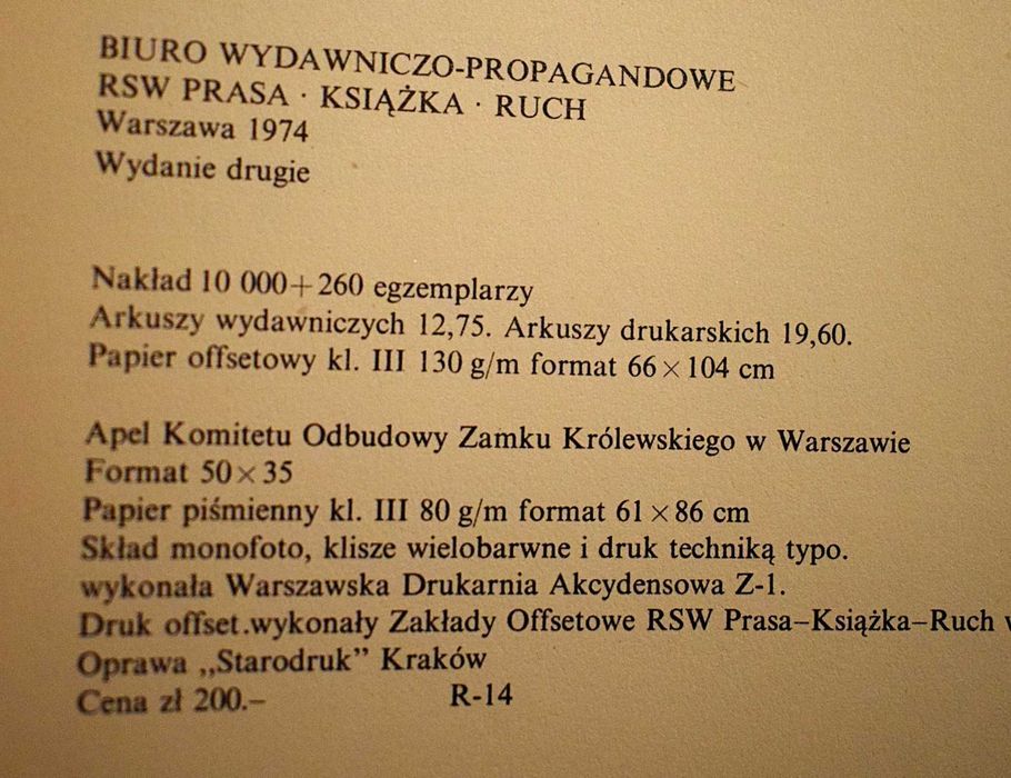 Zamek Królewski w Warszawie - Apele z 1971-74 ,trzy książki ,pocztówka