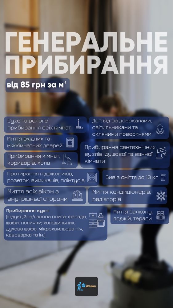 Прибирання, клінінг квартир, будинків, котеджів, комерційних приміщень