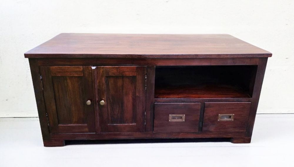 CIEKAWA 100% Lita Tekowa Komoda Kolonialna 2 Szuflady WYSYŁKA