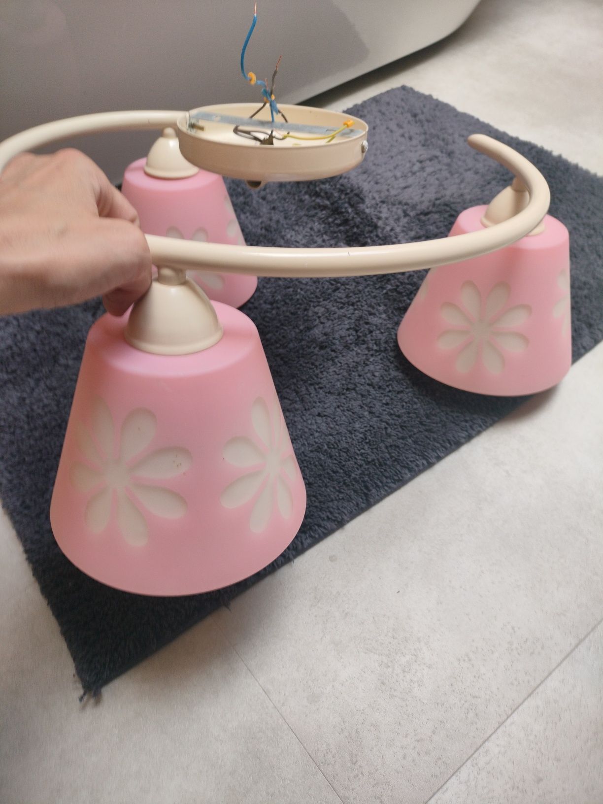 Żyrandol różowy kwiaty Aldex lampa sufitowa