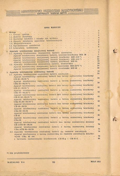 Katalog T-1 "Aparaty Telefoniczne"