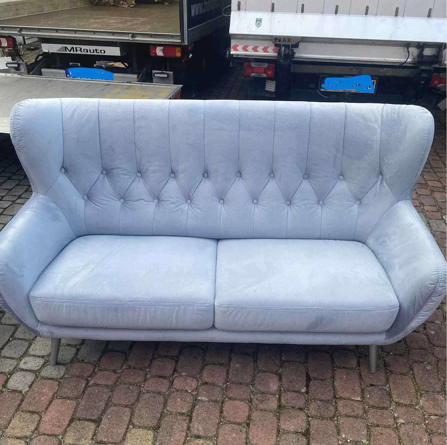 Sofa uszaki 3-osobowa i Sofa uszak 2-osobowa jasnoszara KELSO