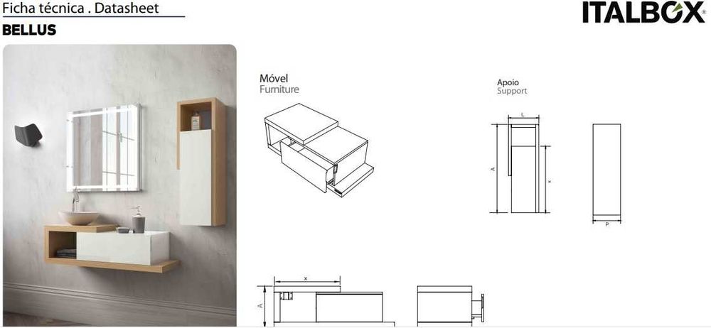Móvel Italbox Bellus para casa de banho / wc