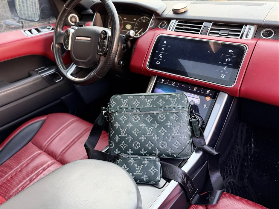 Сумка зеленая Louis Vuitton 3v1 кожаная онигинал 3в1 мужская