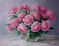 "Розовые пионы",картина маслом