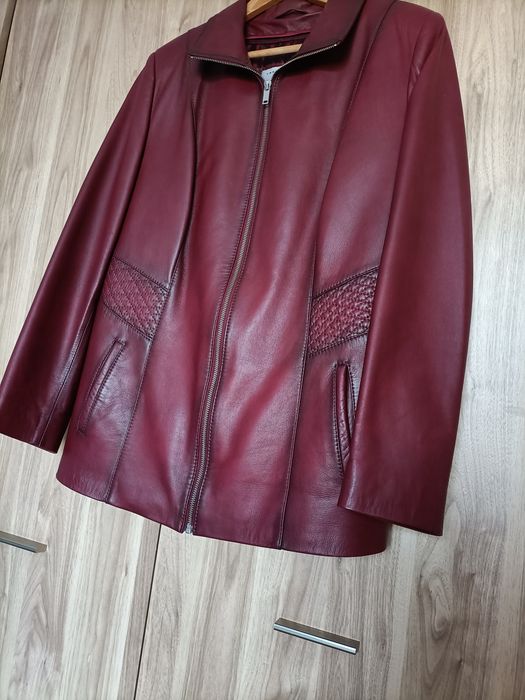 Bordowa kurtka skórzana damska skóra naturalna rozmiar 44 Carlo Sarti