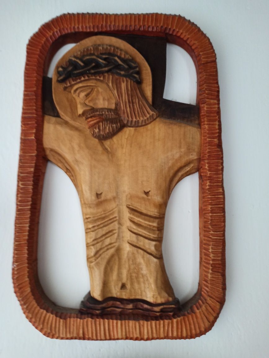 Płaskorzeźba Jezus, oryginalna w drewnie