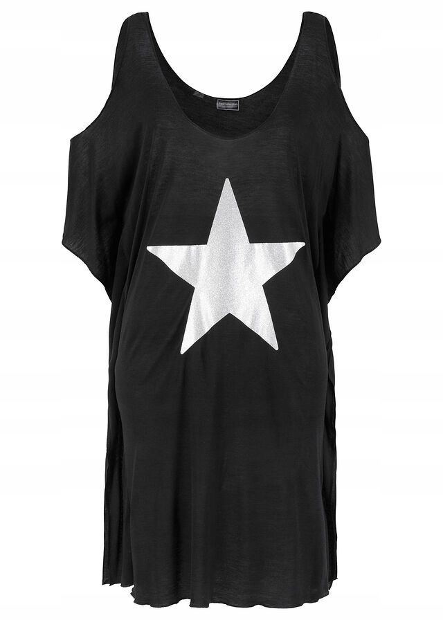 B.P.C sukienka plażowa czarna gwiazdka 52/54.