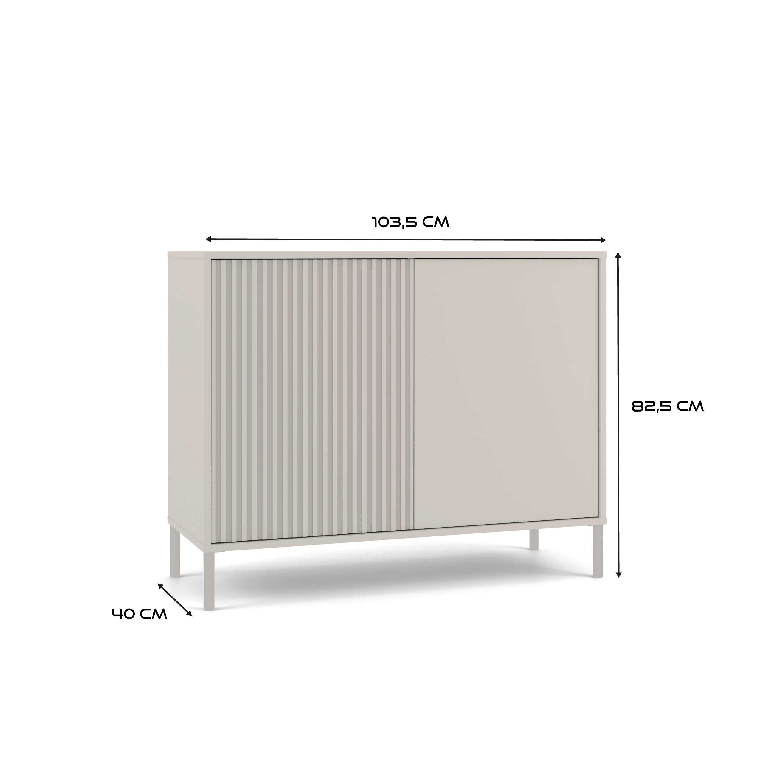 KOMODA KAMARO 2D SLIM/GŁ Szafka Lamele Front Ryflowany+ Gładki KASZMIR