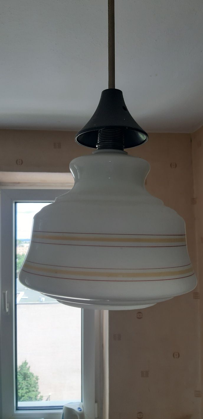 Lampa vintage PRL ze szklanym kloszem