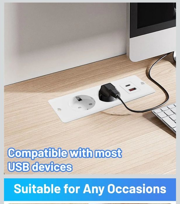 HIULLEN Gniazdko stołowe, chowane, z PD20 W