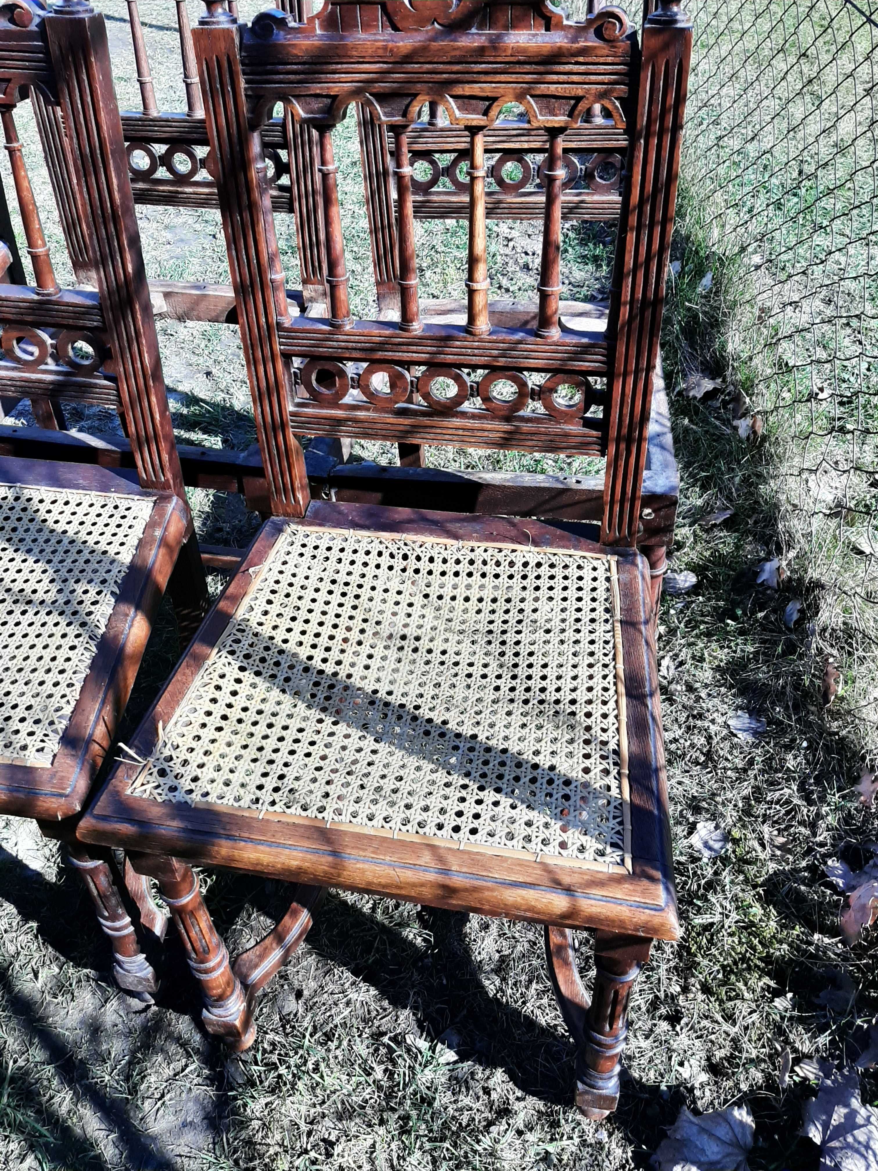 Krzesła drewno eklektyk do renowacji 6 szt antyk