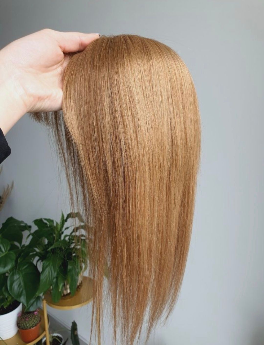 Długi tupet topper z włosów naturalnych blond z grzywką Dominika 16