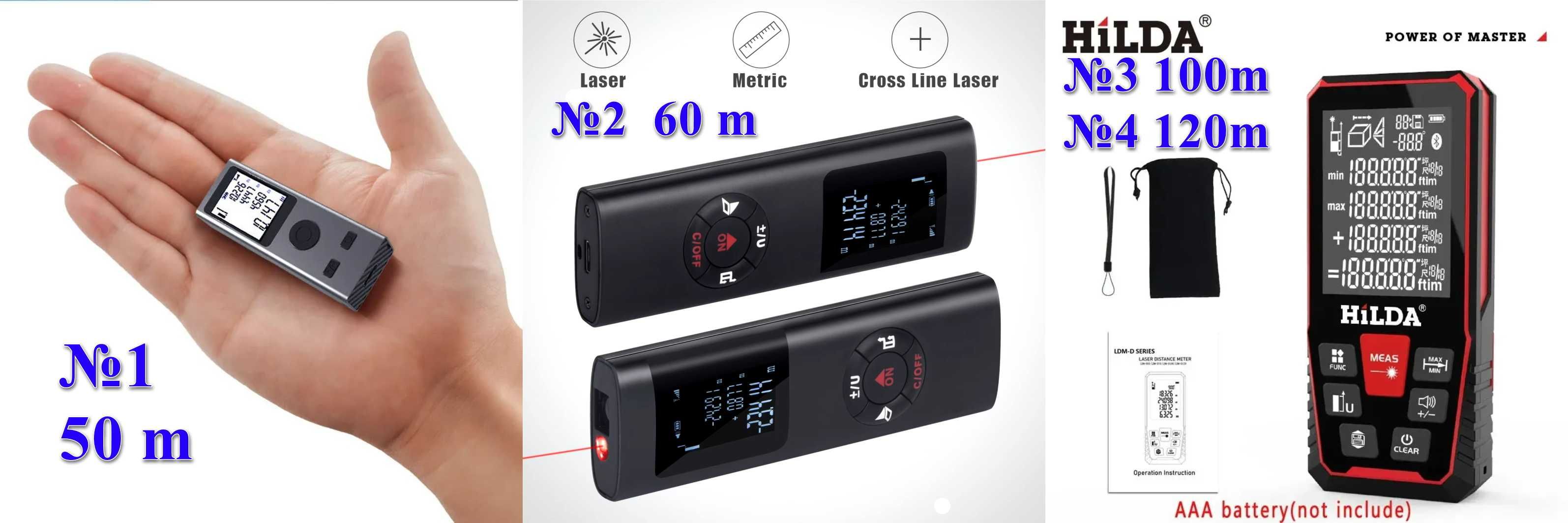 Мини лазерная рулетка дальномер угломер  50/60/80/100/120 м Li-Ion USB