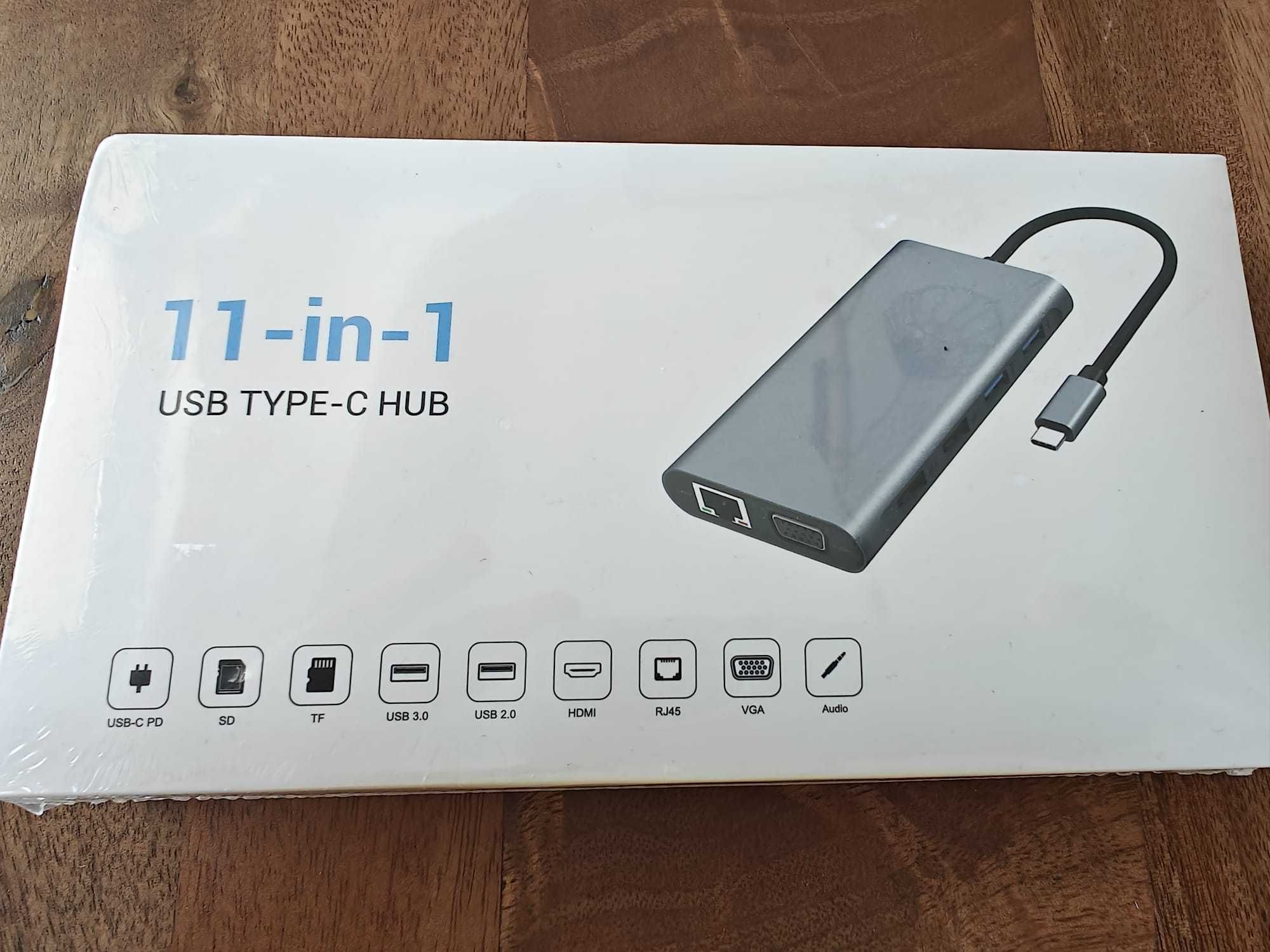 USB HUB Adaptador de ecrã triplo USB C, 11 em 1 estação de acoplamento