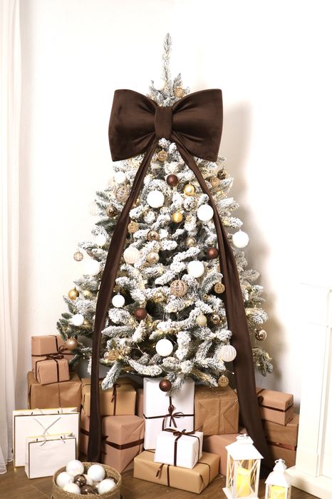 Бант на ялинку, велюровий (шоколад)