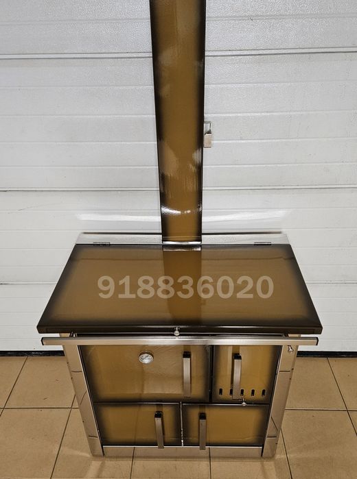 Fogão Lenha INOX Cor Castanho - NOVOS - Fabrico Nacional