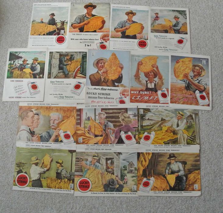15 reklam prasowych VINTAGE LUCKY STRIKE z 1943 roku