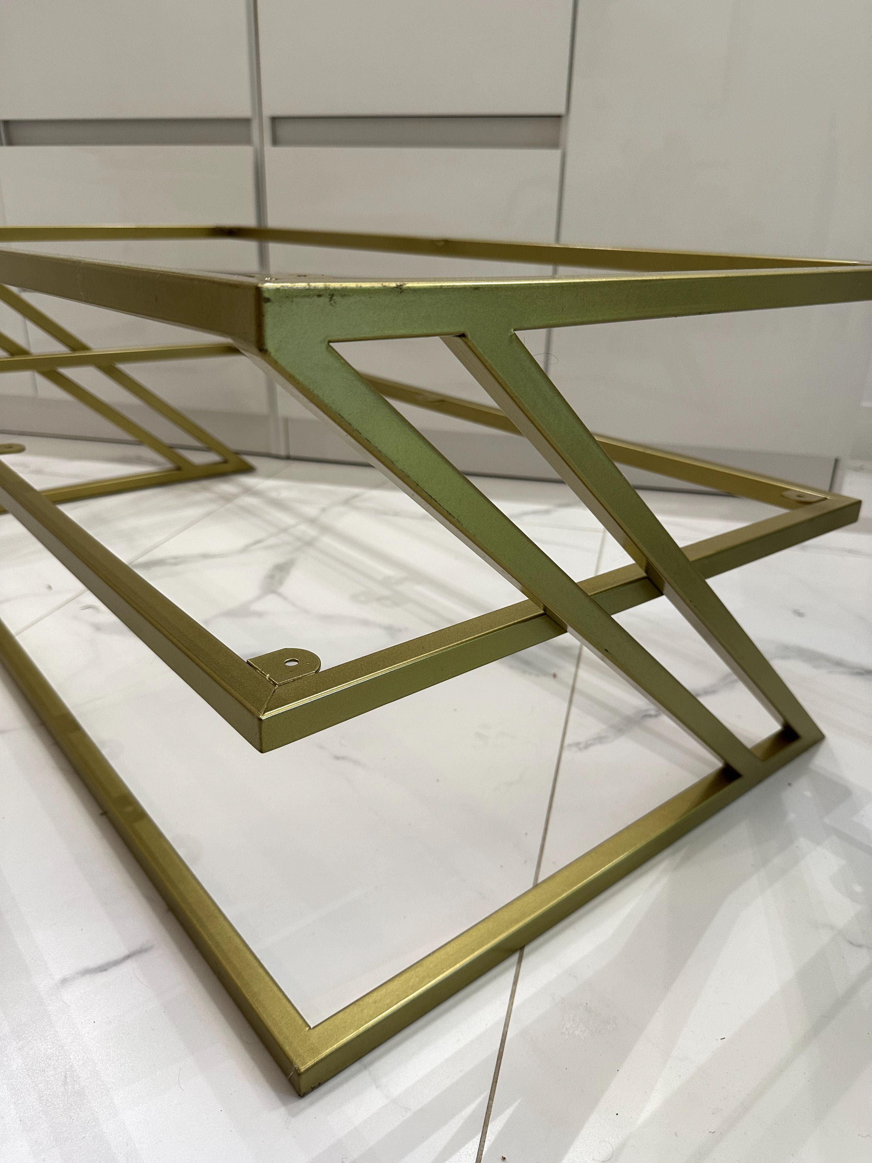 złoty stelaż metalowy pod stół na dwie półki 110x55cm