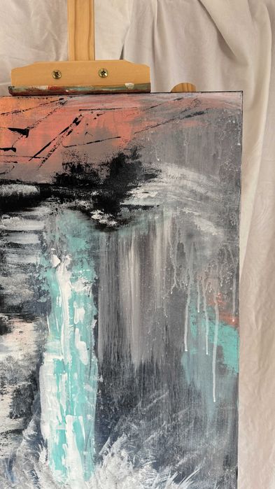 Obraz abstrakcyjny „Przepływ” 50x70 – rękodzieło, akryl na płótnie