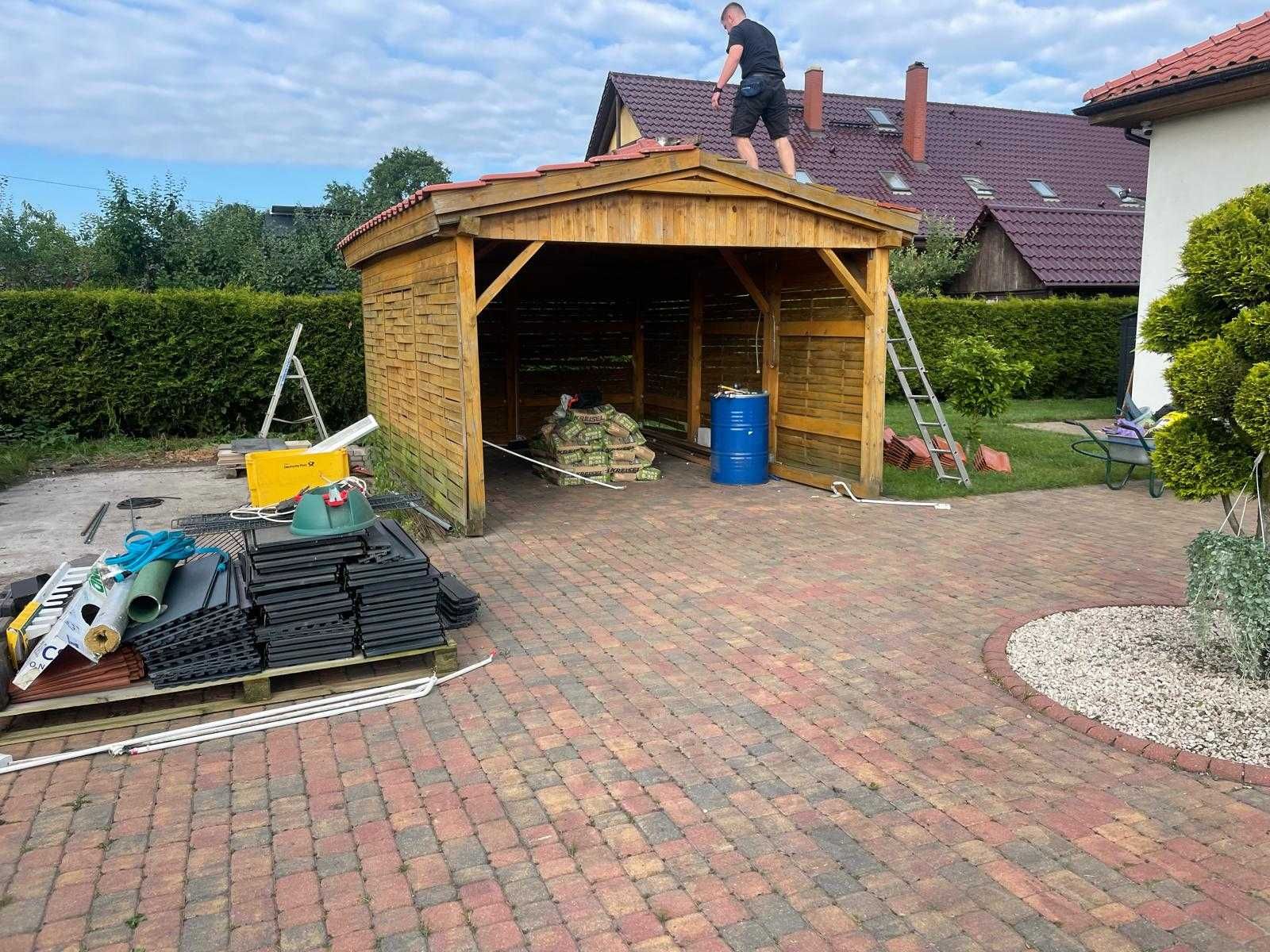 Wiata drewniana  (carport) 5,8mx4m z drewna impregnowanego/używana