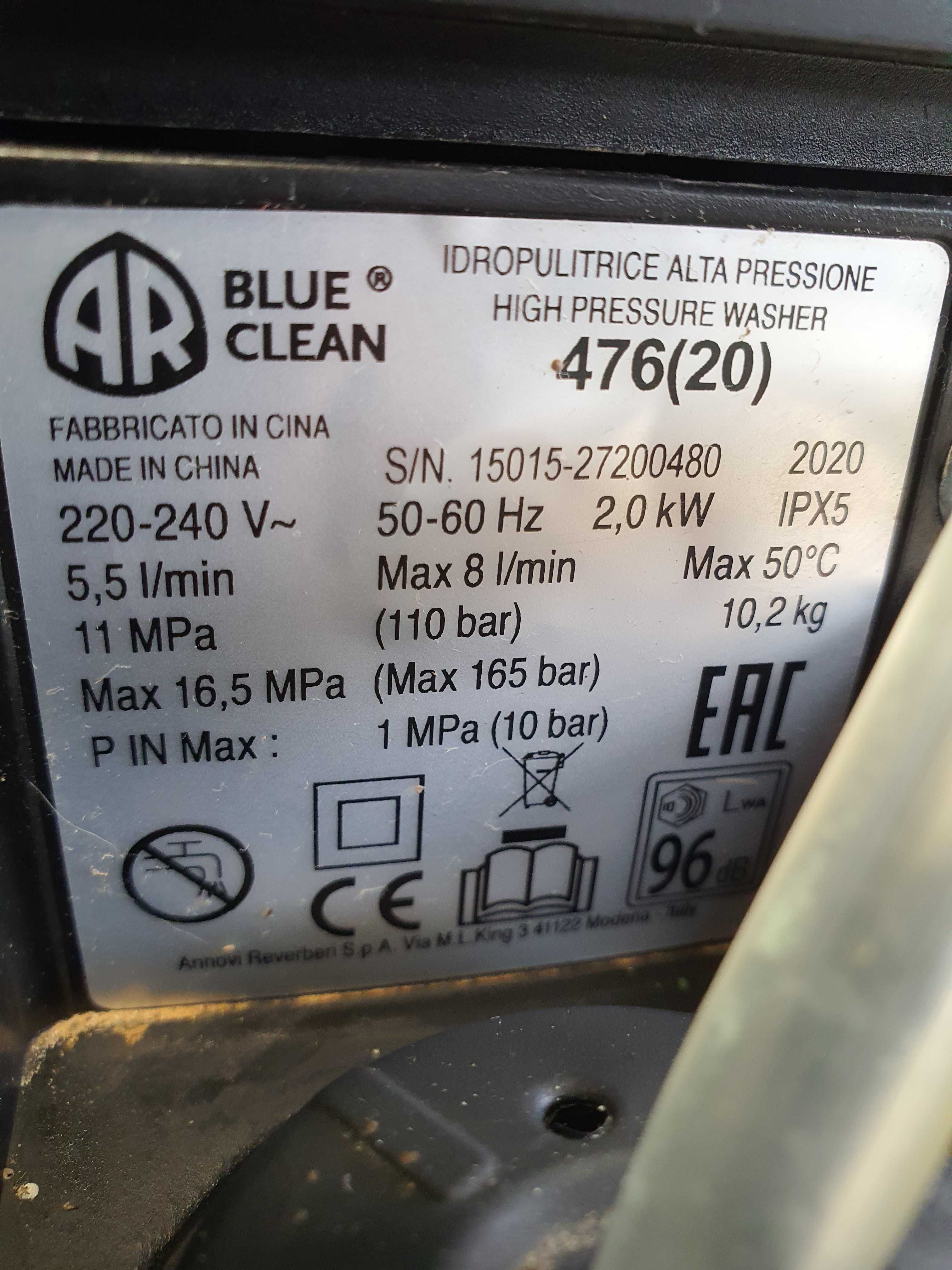 Myjka Ciśnieniowa Ar Blue 165 Bar Max 2000W Wąż 8m #58927