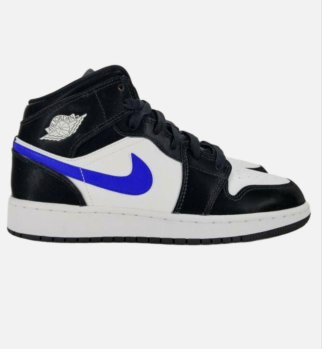 Nike Air Jordan 1 Mid GS Black/Racer Blue кроссовки,кеды