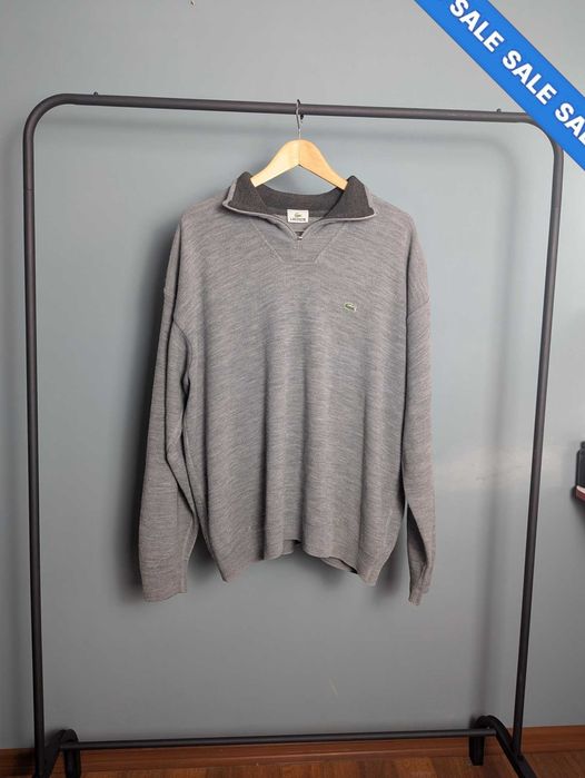 Lacoste 3/4 zip old money вінтажний чоловічий светр вовна xl оригінал