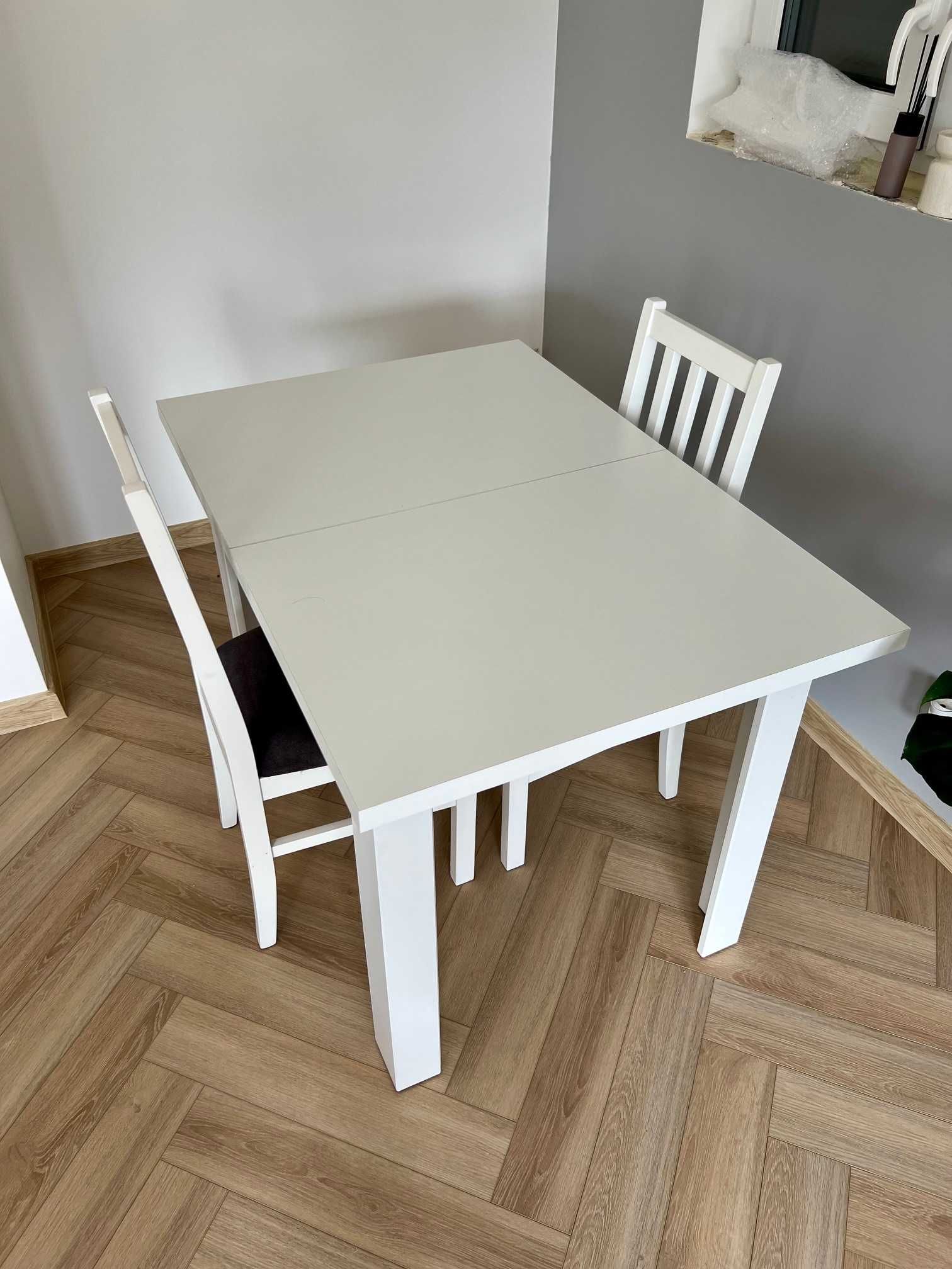 Stół rozkładany 110/155x75 cm biały alpejski BRW + 2 krzesła