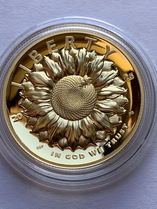 Золота монета «Соняшник» високий рельєф,пруф