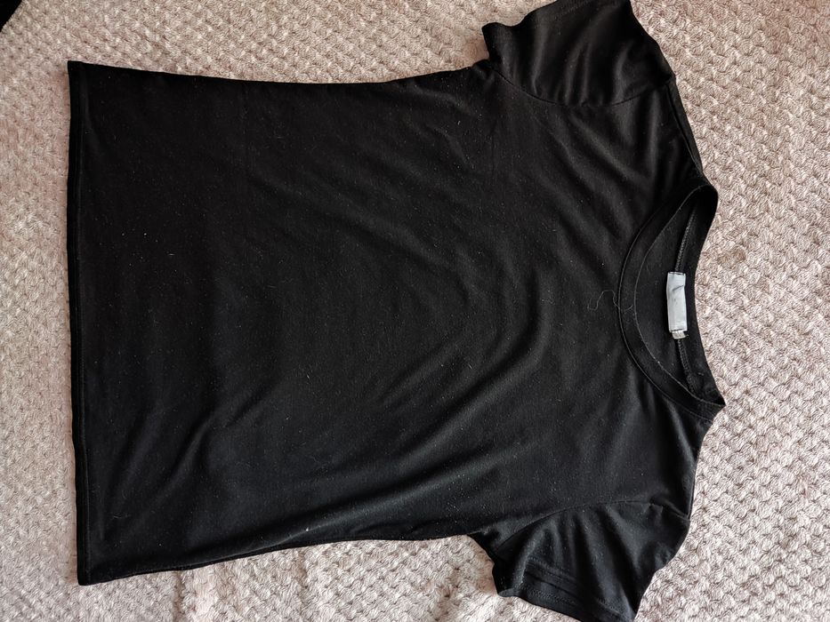 Czarna bluzka skrzydła anioła transparentna tshirt L 40