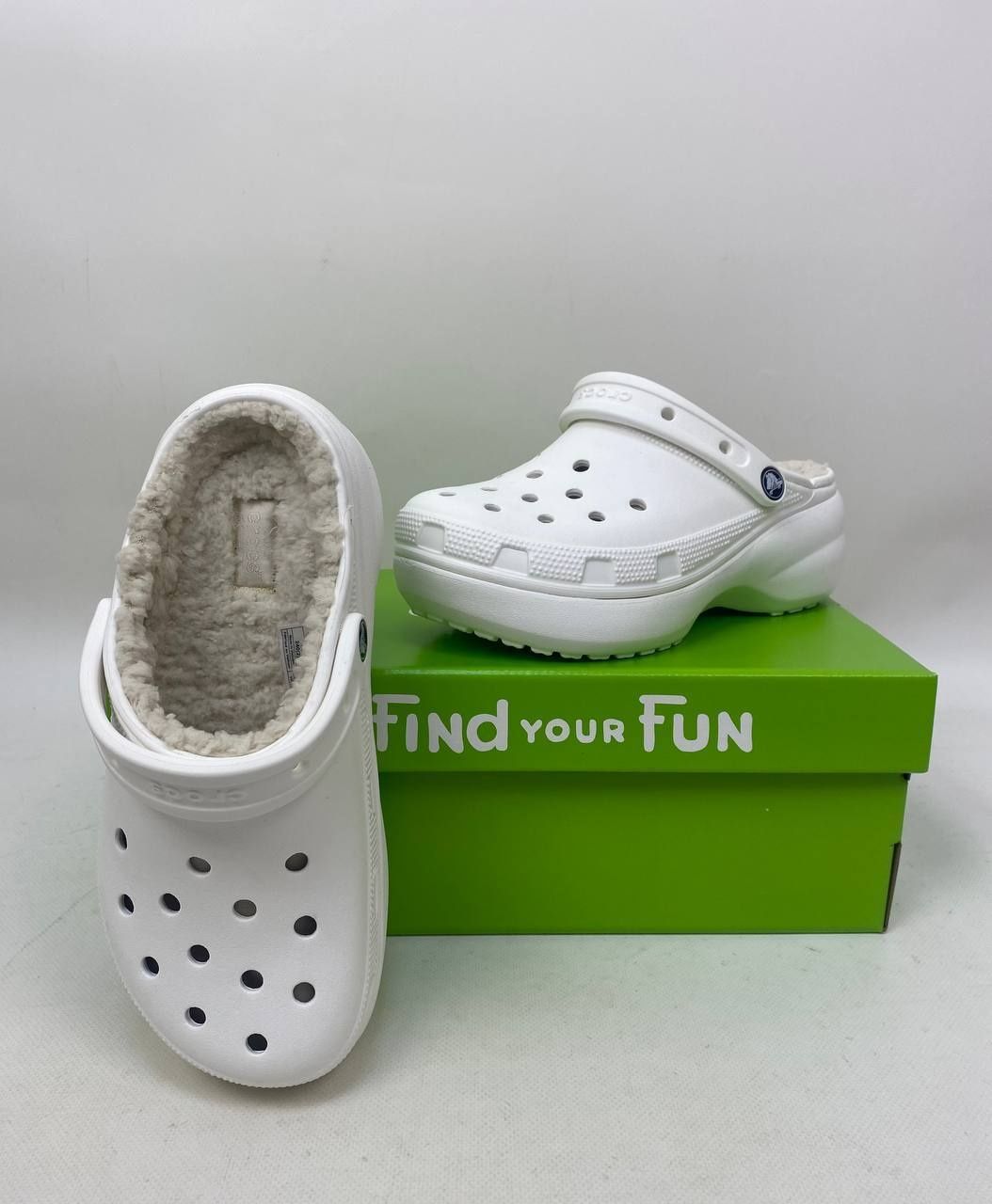 New Crocs Classic Platform Lined крокси з хутром  жіночі сабо