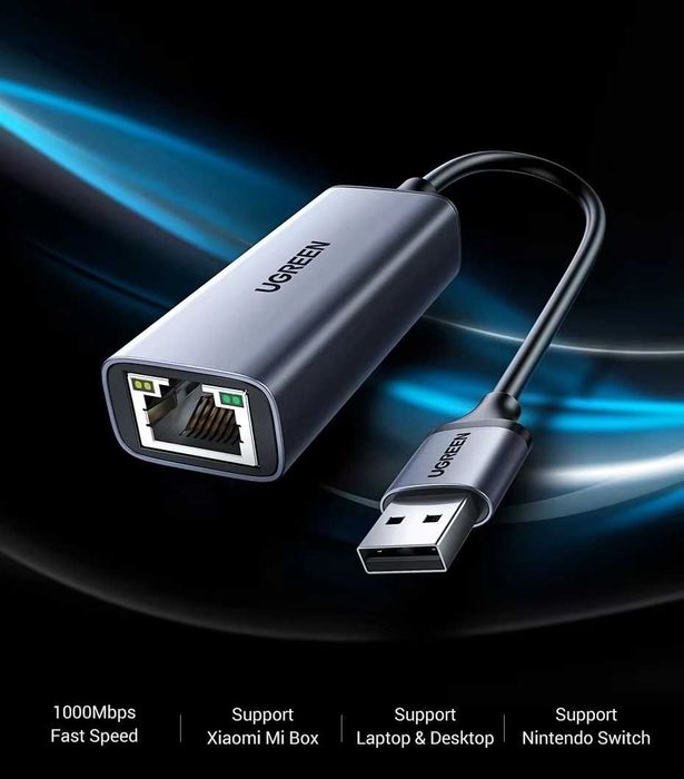 Сетевая карта UGREEN 3.0 USB Ethernett 1000 Мбит/с 5 Гбит/с
