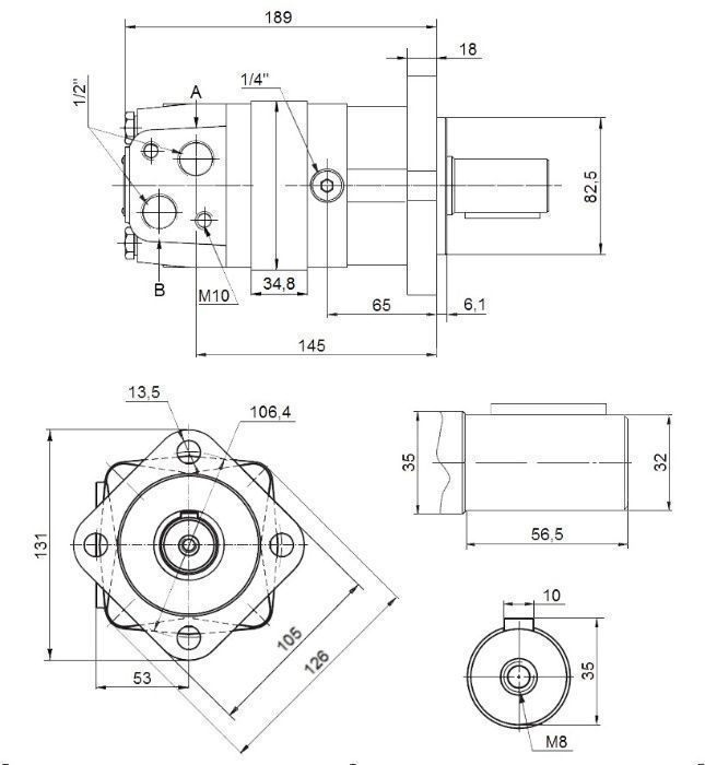 Silnik Hydrauliczny 200 cm3 GR3 MOCOWANIE TULEJA [7314]