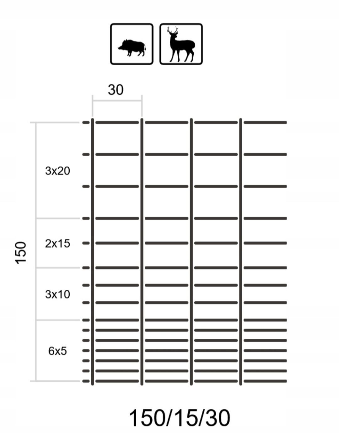 SIATKA ogrodzeniowa LEŚNA L 150/15/30 + skoble 50m