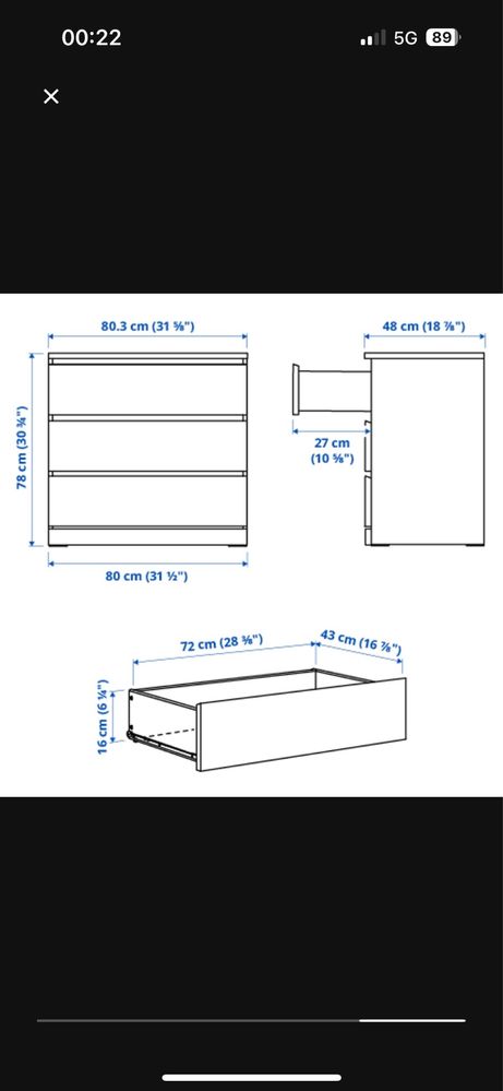 2 cómodas MALM - IKEA c/3 gavetas