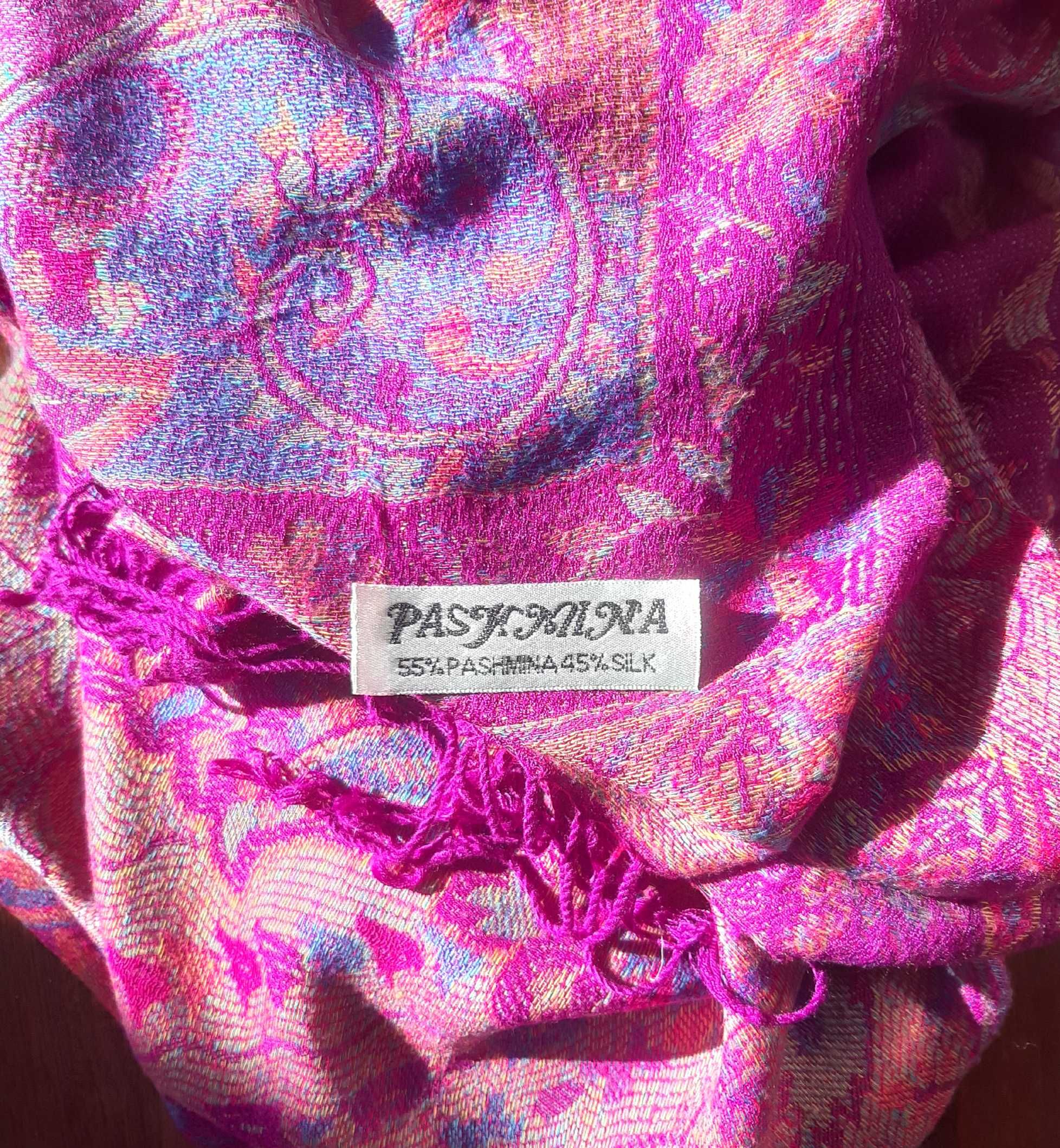 Pashmina orientalny dwustronny szal paszminowy z jedwabiem